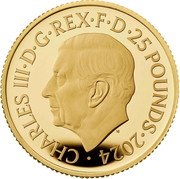 UK 25 Pounds Lunar Year of the Dragon 2023 CHARLES III D G REX F D 25 POUNDS 2024 MJ coin obverse