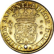 Mexico 4 Escudos Ferdinand VI 1747 MF KM# 136 INITIUM SAPIENTIAE TIMOR DOMINI MF 4 coin reverse Mexico 4 Escudos Ferdinand VI 1747 MF KM# 136 INITIUM SAPIENTIAE TIMOR DOMINI MF 4 coin reverse