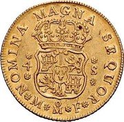 Mexico 4 Escudos Ferdinand VI 1750 MF KM# 137 NOMINA MAGNA SEQUOR 4 S M MO F coin reverse Mexico 4 Escudos Ferdinand VI 1750 MF KM# 137 NOMINA MAGNA SEQUOR 4 S M MO F coin reverse