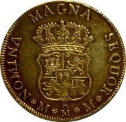 Mexico 4 Escudos Carolus III 1760 MM KM# 140 NOMINA MAGNA SEQUOR M MO M coin reverse Mexico 4 Escudos Carolus III 1760 MM KM# 140 NOMINA MAGNA SEQUOR M MO M coin reverse