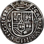 Mexico 4 Reales Charles II 1682 Mo L KM# R39 CAROLVS II DEI G 1682 MO L 4 coin obverse Mexico 4 Reales Charles II 1682 Mo L KM# R39 CAROLVS II DEI G 1682 MO L 4 coin obverse