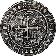 Mexico 4 Reales Charles II 1682 Mo L KM# R39 HISPANIARVM ET INDIARVM REX coin reverse Mexico 4 Reales Charles II 1682 Mo L KM# R39 HISPANIARVM ET INDIARVM REX coin reverse