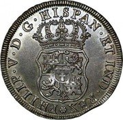 Mexico 4 Reales Philip V 1732 Heritage Rudman Collection ANA Sale 3048, 8-16, AU58 Realized $23,000 KM# 94 PHILIP V D G HISPAN ET IND REX coin obverse Mexico 4 Reales Philip V 1732 Heritage Rudman Collection ANA Sale 3048, 8-16, AU58 Realized $23,000 KM# 94 PHILIP V D G HISPAN ET IND REX coin obverse
