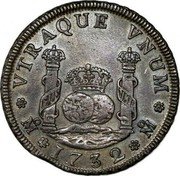 Mexico 4 Reales Philip V 1732 Heritage Rudman Collection ANA Sale 3048, 8-16, AU58 Realized $23,000 KM# 94 VTRAQUE VNUM OM 1732 OM coin reverse Mexico 4 Reales Philip V 1732 Heritage Rudman Collection ANA Sale 3048, 8-16, AU58 Realized $23,000 KM# 94 VTRAQUE VNUM OM 1732 OM coin reverse
