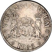 Mexico 4 Reales Carolus III 1766 MF KM# 96 VTRAQUE VNUM PLUS ULTR 1766 MO MO coin reverse Mexico 4 Reales Carolus III 1766 MF KM# 96 VTRAQUE VNUM PLUS ULTR 1766 MO MO coin reverse