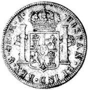 Mexico 4 Reales Carolus III 1772 FM KM# 97.1 HISPAN ET IND REX MO 4 R FM coin reverse Mexico 4 Reales Carolus III 1772 FM KM# 97.1 HISPAN ET IND REX MO 4 R FM coin reverse