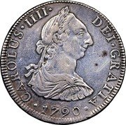 Mexico 4 Reales Charles IV 1790 FM KM# 99 CAROLUS IIII DEI GRATIA 1790 coin obverse