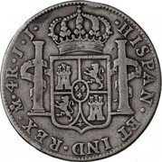 Mexico 4 Reales Ferdinand VII 1821 JJ KM# 102 HISPAN ET IND REX MO 4R J J coin reverse Mexico 4 Reales Ferdinand VII 1821 JJ KM# 102 HISPAN ET IND REX MO 4R J J coin reverse