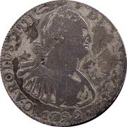 Mexico 4 Reales Charles IV 1792 FM KM# 100 CAROLUS IIII DEI GRATIA 1799 coin obverse