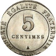 France 5 Centimes (Essai by Merley. Type II. 24-sided) LIBERTE EGALITE FRATERNITE 5 CENTIMES A ESSAI coin reverse France 5 Centimes (Essai by Merley. Type II. 24-sided) LIBERTE EGALITE FRATERNITE 5 CENTIMES A ESSAI coin reverse