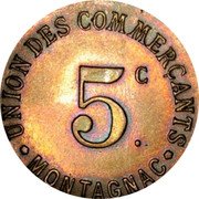 France 5 Centimes (Montagnac) UNION DES COMMERÇANTS 5C. MONTAGNAC coin obverse France 5 Centimes (Montagnac) UNION DES COMMERÇANTS 5C. MONTAGNAC coin obverse