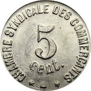 France 5 Centimes (Perpignan-Pattern) CHAMBRE SYNDICALE DES COMMERÇANTS 5 CENT coin reverse France 5 Centimes (Perpignan-Pattern) CHAMBRE SYNDICALE DES COMMERÇANTS 5 CENT coin reverse