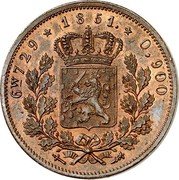 Netherlands 5 Cents (Willem III Pattern) 6W729 1851 0,900 coin obverse Netherlands 5 Cents (Willem III Pattern) 6W729 1851 0,900 coin obverse