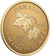 Canada 5 Dollars (45th Anniversary of Canada’s Gold Maple Leaf) CD 1979 2024 CANADA 9999 FINE GOLD 1/10 OZ OR PUR coin reverse Canada 5 Dollars (45th Anniversary of Canada’s Gold Maple Leaf) CD 1979 2024 CANADA 9999 FINE GOLD 1/10 OZ OR PUR coin reverse