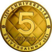 France 5 Euro 125th Anniversary of the Birth of Coco Chanel 2008 125E ANNIVERSAIRE 5 EURO coin reverse France 5 Euro 125th Anniversary of the Birth of Coco Chanel 2008 125E ANNIVERSAIRE 5 EURO coin reverse