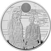 UK 5 Pounds Han Solo and Chewbacca. 2023 Proof STAR WARS © & TM LUCASFILM LTD. coin reverse UK 5 Pounds Han Solo and Chewbacca. 2023 Proof STAR WARS © & TM LUCASFILM LTD. coin reverse
