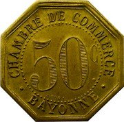 France 50 Centimes (Bayonne - Pattern) CHAMBRE DE COMMERCE 50C. J.BORY BAYONNE coin reverse