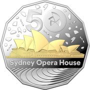 Australia 50 Cents 50th Anniversary of the Sydney Opera House 2023 50 SYDNEY OPERA HOUSE coin reverse Australia 50 Cents 50th Anniversary of the Sydney Opera House 2023 50 SYDNEY OPERA HOUSE coin reverse