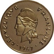 France 50 Francs Piedfort 1967  KM# P3 RÉPUBLIQUE FRANÇAISE R JOLY 1967 coin obverse France 50 Francs Piedfort 1967  KM# P3 RÉPUBLIQUE FRANÇAISE R JOLY 1967 coin obverse