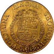 Mexico 8 Escudos Carolus III 1761 MM KM# 154 NOMINA MAGNA SEQUOR M MO MO M coin reverse Mexico 8 Escudos Carolus III 1761 MM KM# 154 NOMINA MAGNA SEQUOR M MO MO M coin reverse