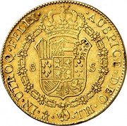 Mexico 8 Escudos Ferdinand VII 1808 TH KM# 160 IN UTROQ FELIX AUSPICE DEO 8 S MO HJ coin reverse Mexico 8 Escudos Ferdinand VII 1808 TH KM# 160 IN UTROQ FELIX AUSPICE DEO 8 S MO HJ coin reverse