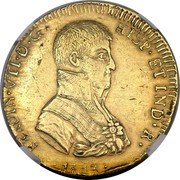 Mexico 8 Escudos Ferdinand VII. Guadalajara 1813 GA MR Spink America Gerber sale 6-96 VF or better realized $46,200 KM# 163 FERDIN VII D G HISP ET IND R 1813 coin obverse Mexico 8 Escudos Ferdinand VII. Guadalajara 1813 GA MR Spink America Gerber sale 6-96 VF or better realized $46,200 KM# 163 FERDIN VII D G HISP ET IND R 1813 coin obverse