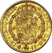 Mexico 8 Escudos Ferdinand VII 1820 JJ KM# 161 IN UTROQ FELIX AUSPICE DEO 8 S MO JJ coin reverse Mexico 8 Escudos Ferdinand VII 1820 JJ KM# 161 IN UTROQ FELIX AUSPICE DEO 8 S MO JJ coin reverse