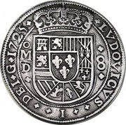 Mexico 8 Reales Luis I 1725 D KM# R49 LVDOVICVS I DEI G 1725 MO D 8 coin obverse Mexico 8 Reales Luis I 1725 D KM# R49 LVDOVICVS I DEI G 1725 MO D 8 coin obverse