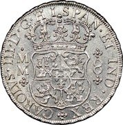Mexico 8 Reales Carolus III 1760 MM KM# 105 CAROLVS III D G HISPAN ET IND REX M M 8 coin obverse Mexico 8 Reales Carolus III 1760 MM KM# 105 CAROLVS III D G HISPAN ET IND REX M M 8 coin obverse