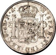 Mexico 8 Reales Carolus III 1772 FM KM# 106.1 HISPAN ET IND REX MO 8R FM coin reverse Mexico 8 Reales Carolus III 1772 FM KM# 106.1 HISPAN ET IND REX MO 8R FM coin reverse