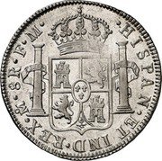 Mexico 8 Reales Carolus III 1786 FM KM# 106.2a HISPAN ET IND REX MO 8R F M coin reverse Mexico 8 Reales Carolus III 1786 FM KM# 106.2a HISPAN ET IND REX MO 8R F M coin reverse