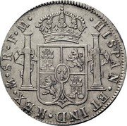 Mexico 8 Reales Charles IV 1790 FM KM# 108 HISPAN ET IND REX MO 8R F M coin reverse