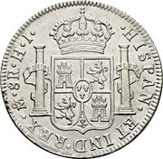 Mexico 8 Reales Ferdinand VII 1810 HJ KM# 110 HISPAN ET IND REX MO 8 R T H PLUS VLTRA coin reverse