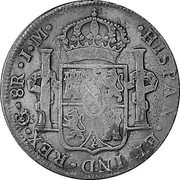 Mexico 8 Reales Ferdinand VII. Guanajuato 1821 Go JM KM# 111.4 HISPAN ET IND REX GO 8R J M coin reverse