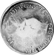 Mexico 8 Reales Countermarked Coinage. LCM ND AG KM# 194.10 FERDINAND VII ... DEI GRATIA 1814 coin reverse Mexico 8 Reales Countermarked Coinage. LCM ND AG KM# 194.10 FERDINAND VII ... DEI GRATIA 1814 coin reverse