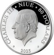 Niue 80 Dollars Alice's Tea Party 2023 4 E/I/C CHARLES III NIUE 80 DOLLARS 2023 JC coin obverse