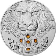 Niue 80 Dollars Czech Lion with Citrine Crystals 2023 CM Bullion ČESKÁ REPUBLIKA 1000G AG 999 coin reverse Niue 80 Dollars Czech Lion with Citrine Crystals 2023 CM Bullion ČESKÁ REPUBLIKA 1000G AG 999 coin reverse