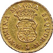 Mexico Escudo Ferdinand VI 1756 MM KM# 115.2 NOMINA MAGNA SEQUOR M MO M coin reverse Mexico Escudo Ferdinand VI 1756 MM KM# 115.2 NOMINA MAGNA SEQUOR M MO M coin reverse