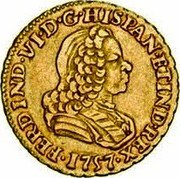 Mexico Escudo Ferdinand VI 1757 MM KM# A116 FERDIND VI D G HISPAN ETIND REX 1757 coin obverse Mexico Escudo Ferdinand VI 1757 MM KM# A116 FERDIND VI D G HISPAN ETIND REX 1757 coin obverse