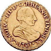Mexico Escudo Carolus III 1761 MM KM# 116 CAROLVS III D G HISPAN ET IND REX 1761 coin obverse Mexico Escudo Carolus III 1761 MM KM# 116 CAROLVS III D G HISPAN ET IND REX 1761 coin obverse