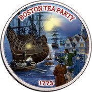 Niue Half Dollar (America 250th Anniversary. Tea Party. Coloured) BOSTON TEA PARTY 1773 coin reverse Niue Half Dollar (America 250th Anniversary. Tea Party. Coloured) BOSTON TEA PARTY 1773 coin reverse