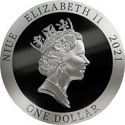 Niue One Dollar Elizabeth II Gecko 2021  Proof NIUE ELIZABETH II 2021 RDM ONE DOLLAR coin obverse Niue One Dollar Elizabeth II Gecko 2021  Proof NIUE ELIZABETH II 2021 RDM ONE DOLLAR coin obverse