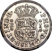 Mexico Real Philip V 1742 M KM# 75.2 PHS V D G HISP ET IND R R I coin obverse Mexico Real Philip V 1742 M KM# 75.2 PHS V D G HISP ET IND R R I coin obverse