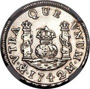 Mexico Real Philip V 1742 M KM# 75.2 VTRA QUE VNUM MO 1742 M PLUS VLTR coin reverse Mexico Real Philip V 1742 M KM# 75.2 VTRA QUE VNUM MO 1742 M PLUS VLTR coin reverse