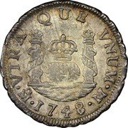Mexico Real Ferdinand VI 1748 M KM# 76.1 VITRA QUE VNUM MO 1748 M PLUS VLTR coin reverse Mexico Real Ferdinand VI 1748 M KM# 76.1 VITRA QUE VNUM MO 1748 M PLUS VLTR coin reverse