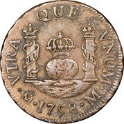 Mexico Real Ferdinand VI 1758 M KM# 76.2 VTRA QUE VNUM MO 1752 M PLUS VLTR coin reverse Mexico Real Ferdinand VI 1758 M KM# 76.2 VTRA QUE VNUM MO 1752 M PLUS VLTR coin reverse