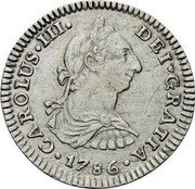 Mexico Real Carolus III 1786 FM KM# 78.2a CAROLUS III DEI GRATIA 1786 coin obverse Mexico Real Carolus III 1786 FM KM# 78.2a CAROLUS III DEI GRATIA 1786 coin obverse