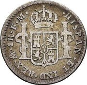 Mexico Real Charles IV 1790 FM KM# 79 HISPAN ET IND REX MO 1R F M coin reverse
