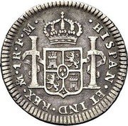 Mexico Real Charles IV 1790 FM KM# 80 HISPAN ET IND REX MO 1R F M coin reverse Mexico Real Charles IV 1790 FM KM# 80 HISPAN ET IND REX MO 1R F M coin reverse