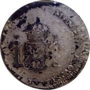 Mexico Real Ferdinand VII. Zacatecas 1811 KM# 184 FERDIN VII DEI GRATIA 1811 coin obverse Mexico Real Ferdinand VII. Zacatecas 1811 KM# 184 FERDIN VII DEI GRATIA 1811 coin obverse
